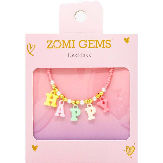 "Happy" Pink Bead Necklace - Necklaces - 2