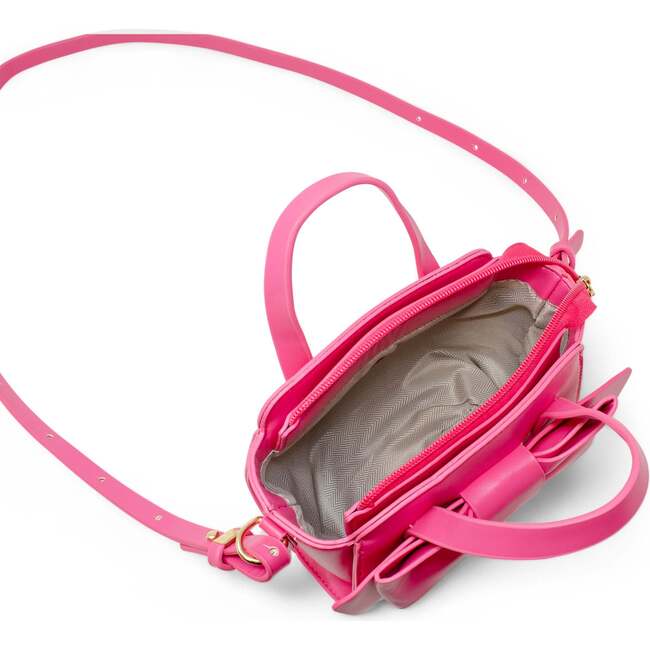 Big Bow Baguette Handbag, Hot Pink - Bags - 5