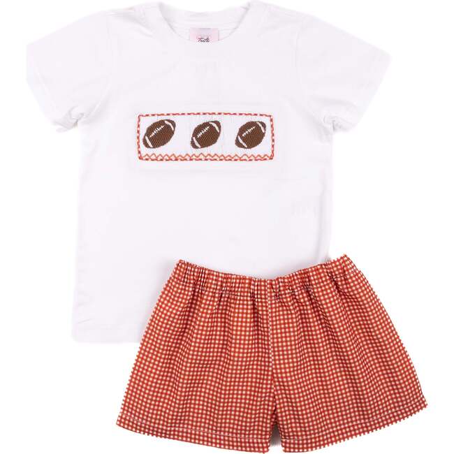 Burnt Orange Gingham Football, Wyatt Short Set
