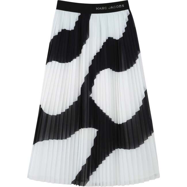Zebra Pleated Skirt, Black and White