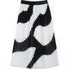 Zebra Pleated Skirt, Black and White - Skirts - 1 - thumbnail