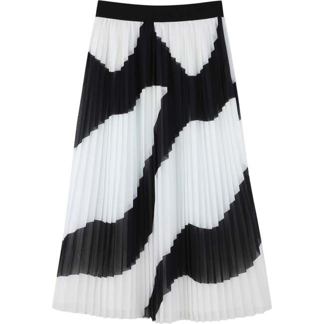 Zebra Pleated Skirt, Black and White
