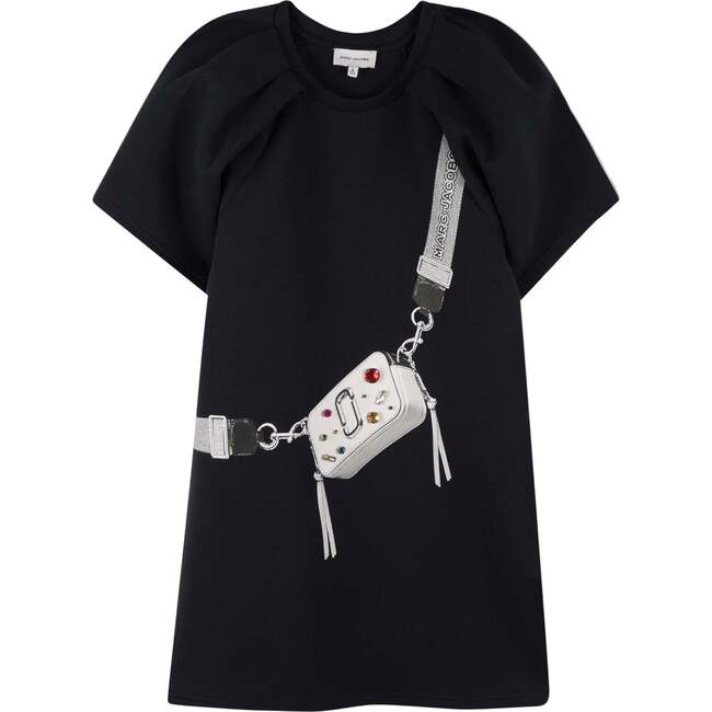 Snapshot Short Dress for Girls, Black