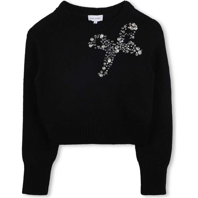 Headed Sweater For Girls, Black