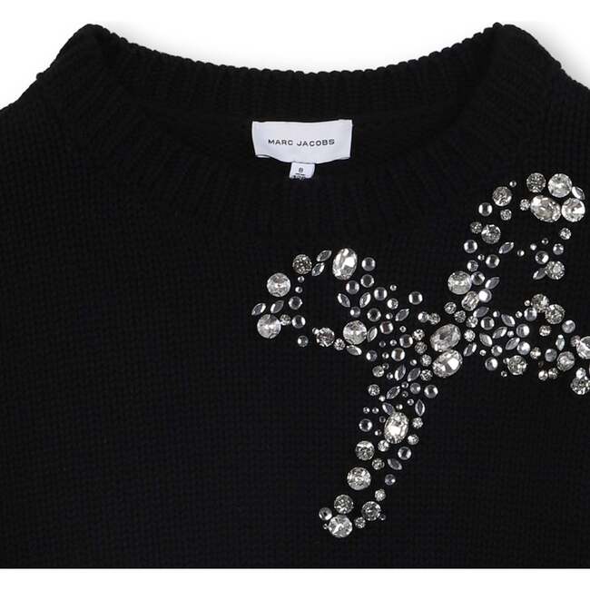 Headed Sweater For Girls, Black - Sweaters - 3