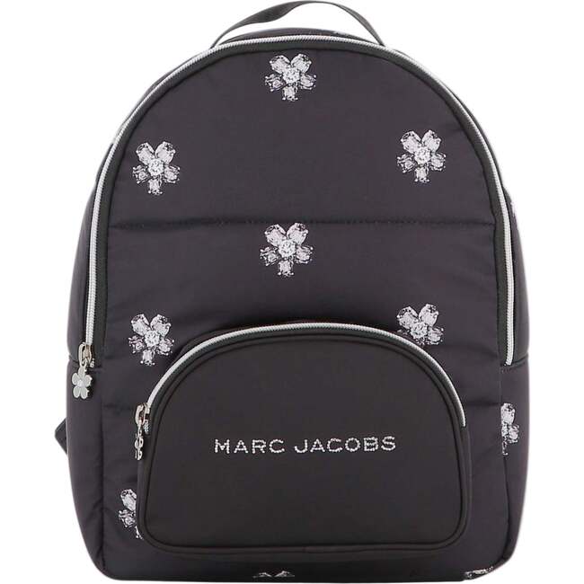 Girls Black Logo Backpack, Black