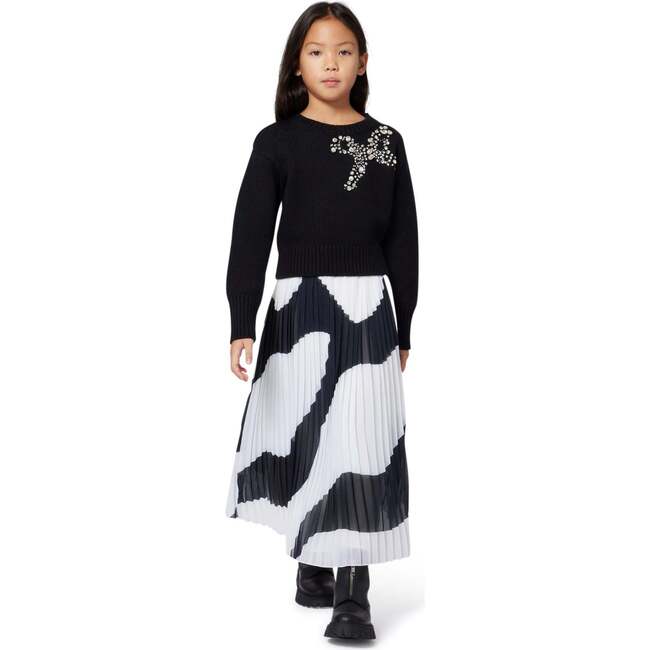 Headed Sweater For Girls, Black - Sweaters - 4