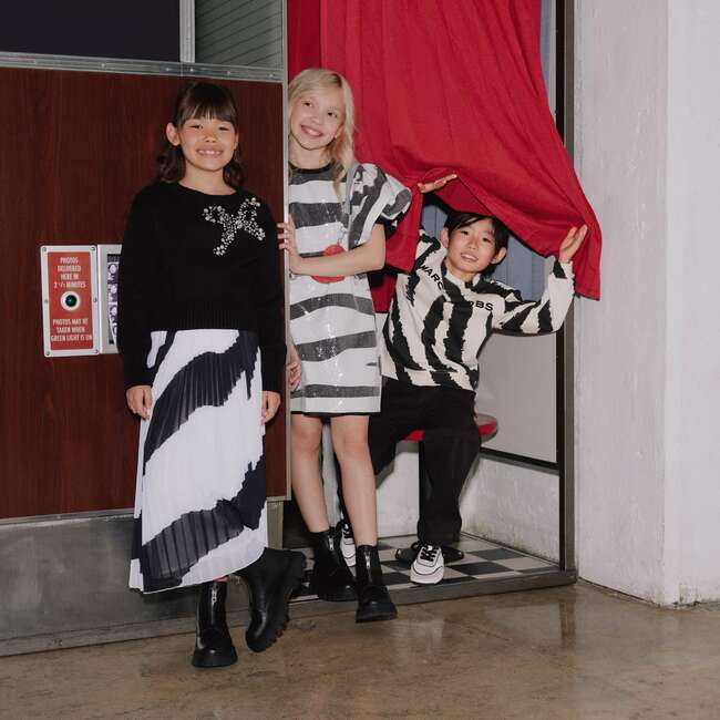 Headed Sweater For Girls, Black - Sweaters - 5