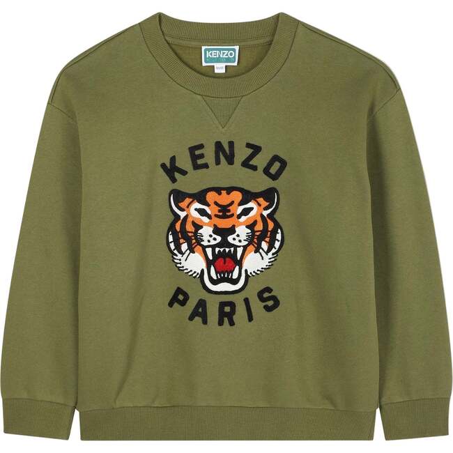 Tiger Logo Sweatshirt, Olive Green