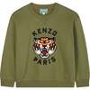 Tiger Logo Sweatshirt, Olive Green - Sweatshirts - 1 - thumbnail