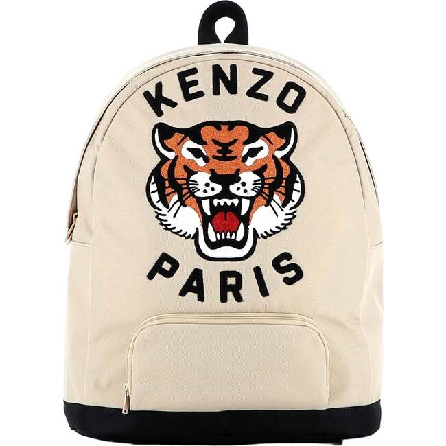 Tiger Logo Patch Backpack, Beige