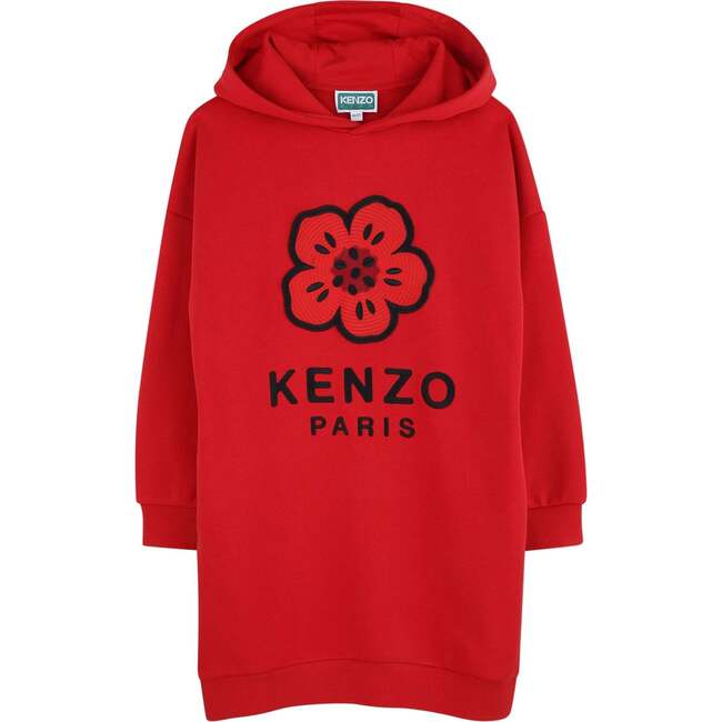 Hooded Dress with Flower, Red