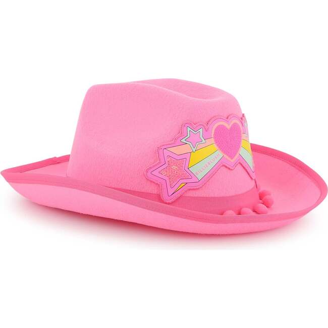 Western hat with pompoms, Pink