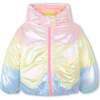 Tricolor hooded down jacket, Multicolor - Jackets - 1 - thumbnail
