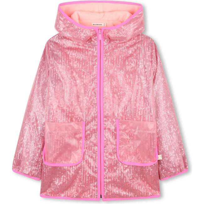 Transparent waxed jacket decorated with sequins, Pink
