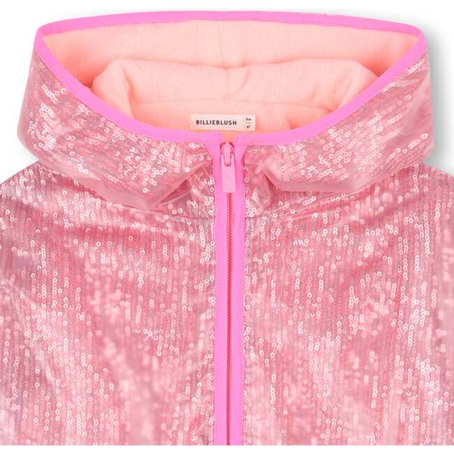 Transparent waxed jacket decorated with sequins, Pink