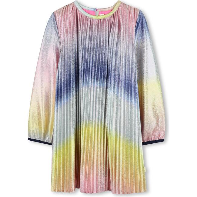 Shiny pleated dress, Multicolor