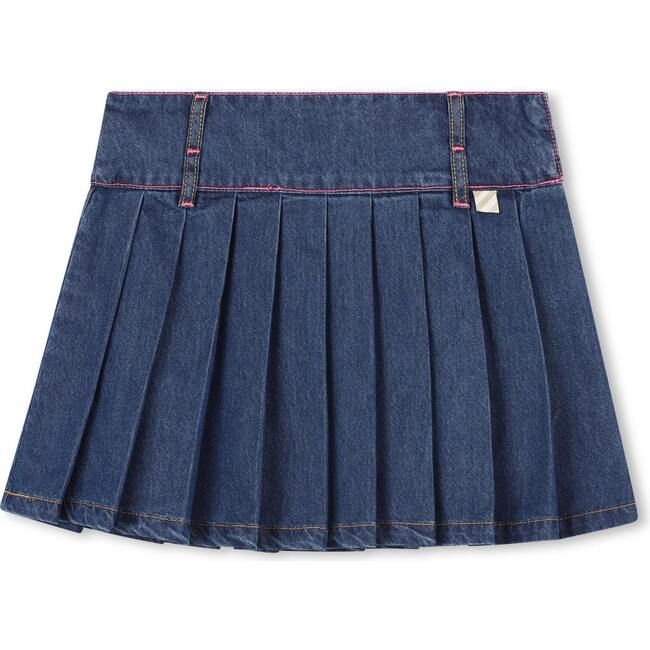 Pleated denim skirt, Blue Denim
