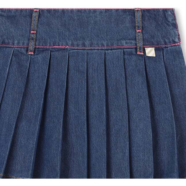 Pleated denim skirt, Blue Denim - Skirts - 3