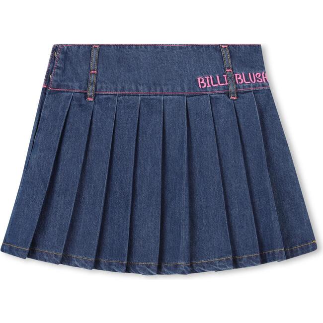Pleated denim skirt, Blue Denim - Skirts - 4