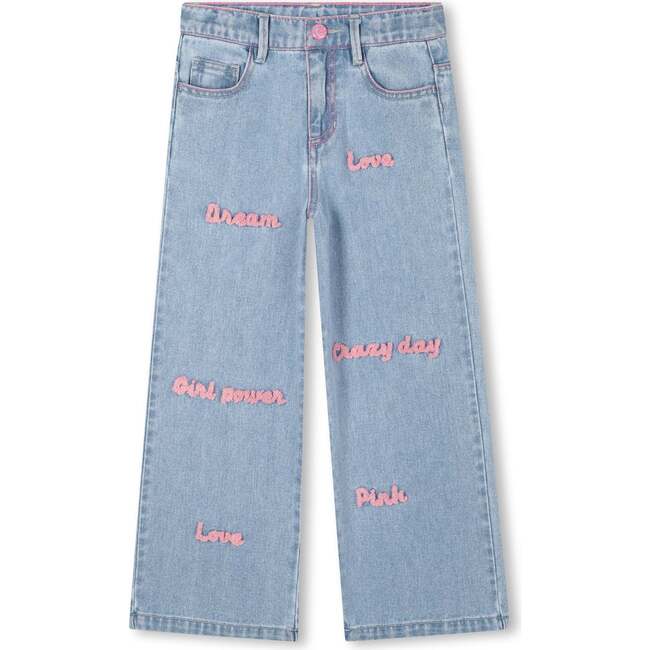 Embroidered denim pants, Blue Denim