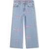Embroidered denim pants, Blue Denim - Jeans - 1 - thumbnail