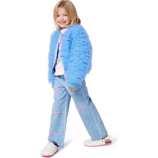 Embroidered denim pants, Blue Denim