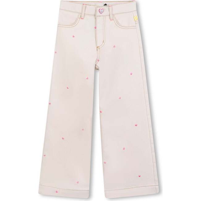 Cotton trousers with hearts, Beige