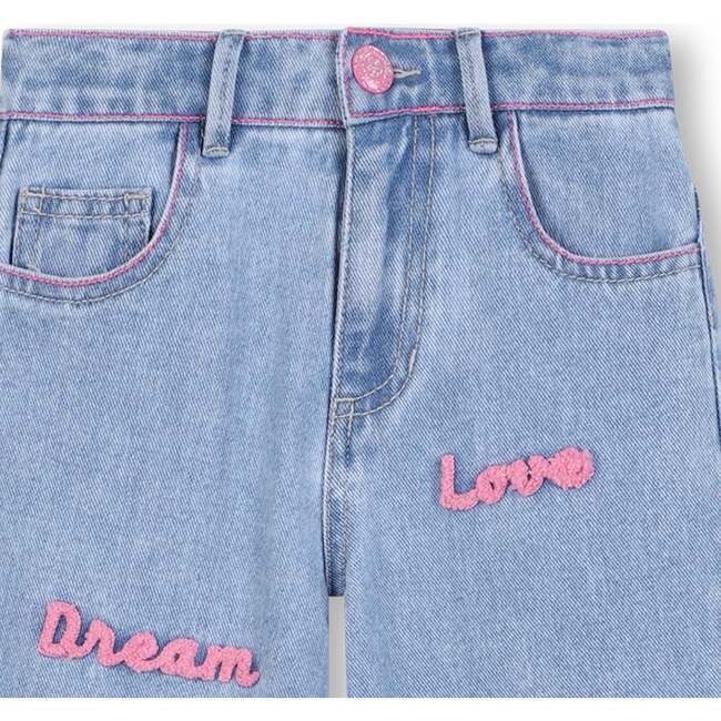 Embroidered denim pants, Blue Denim - Jeans - 3