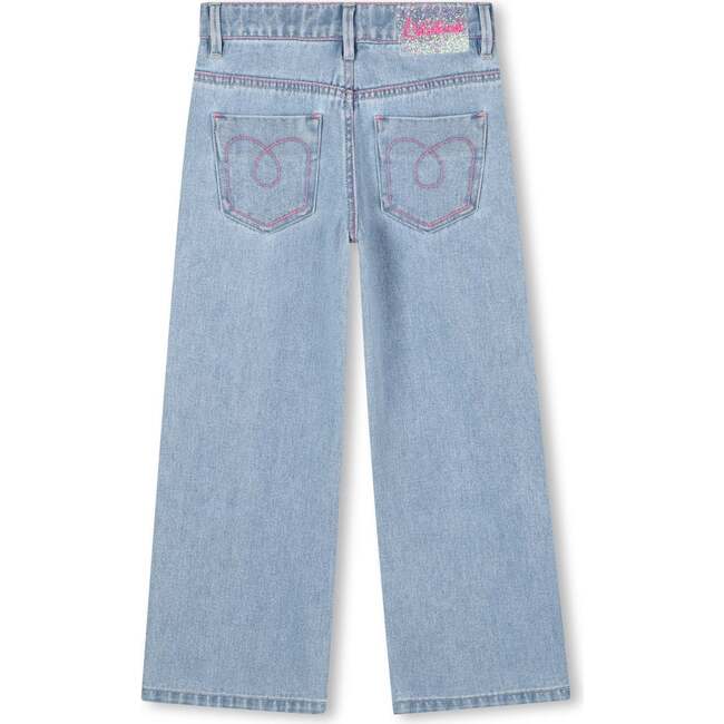 Embroidered denim pants, Blue Denim - Jeans - 4