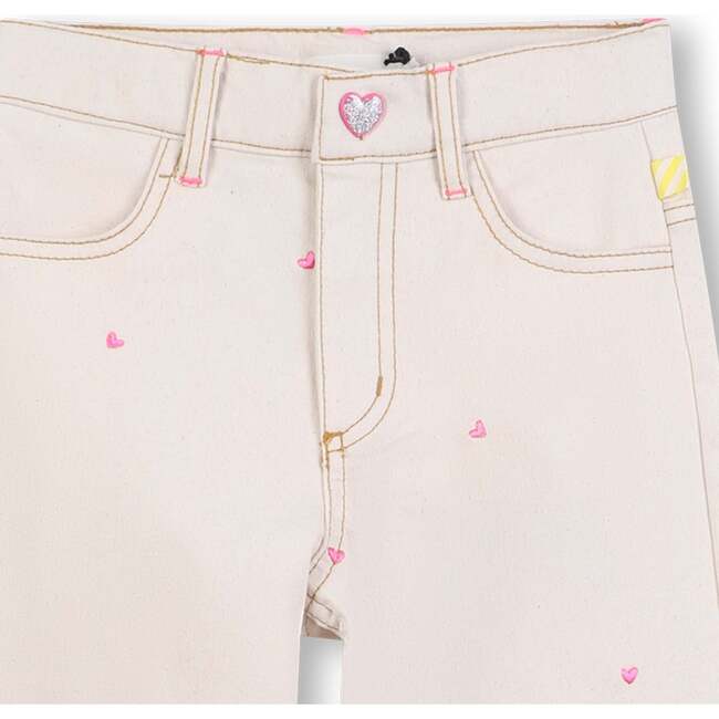 Cotton trousers with hearts, Beige - Pants - 3