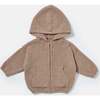 Fuzzy Zip Up Hoodie, Taupe - Sweaters - 1 - thumbnail