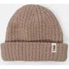 Fuzzy Ribbed Beanie, Taupe - Hats - 1 - thumbnail
