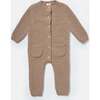 Fuzzy Long Sleeve Jumpsuit, Taupe - Jumpsuits - 1 - thumbnail