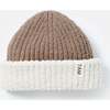 Fuzzy 2-Tone Ribbed Beanie, Taupe - Hats - 1 - thumbnail