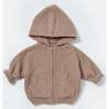 Fuzzy Zip Up Hoodie, Taupe - Sweaters - 3