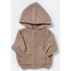 Fuzzy Zip Up Hoodie, Taupe - Sweaters - 4