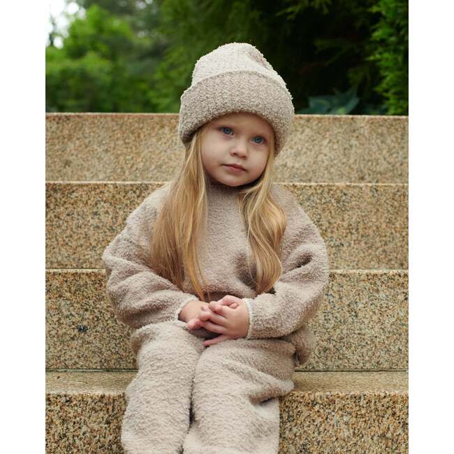 Fuzzy Ribbed Beanie, Taupe - Hats - 3