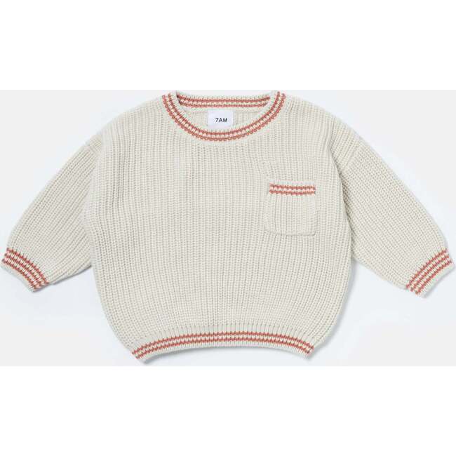 Chunky Tennis Boxy Sweater, Ecru Terracotta