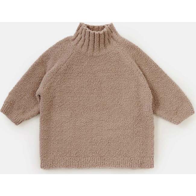 Fuzzy Boxy Mock Neck Sweater, Taupe
