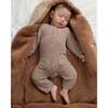 Fuzzy Long Sleeve Jumpsuit, Taupe - Jumpsuits - 2