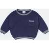 Chunky Tennis Boxy Sweater, Navy Pearl Grey - Sweaters - 1 - thumbnail