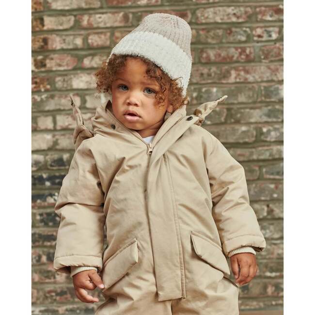 Fuzzy 2-Tone Ribbed Beanie, Taupe - Hats - 3
