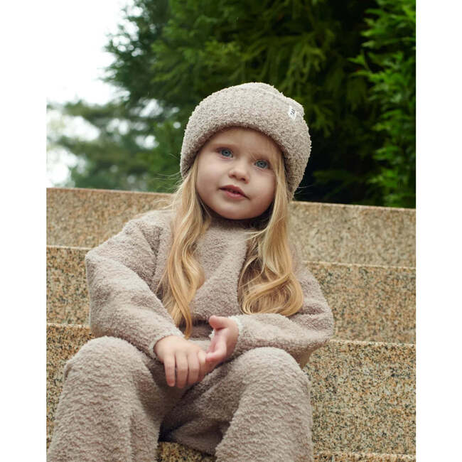 Fuzzy Ribbed Beanie, Taupe - Hats - 4