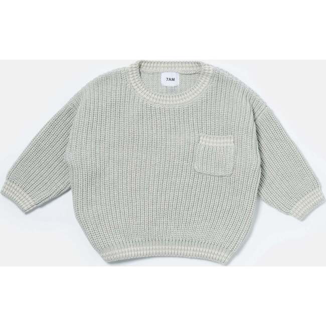 Chunky Tennis Boxy Sweater, Pearl Grey Ecru