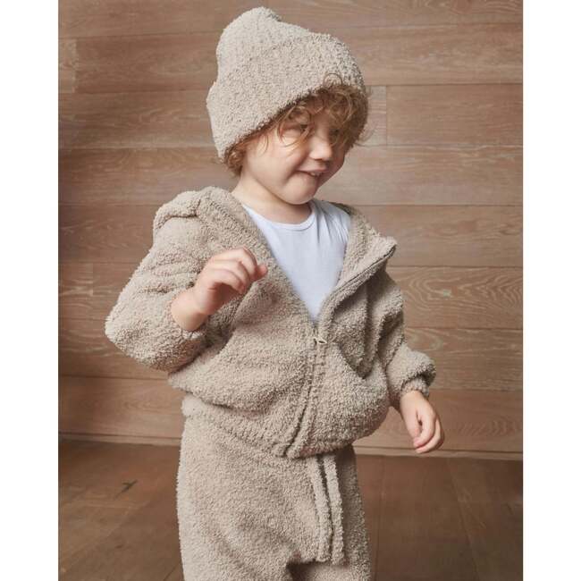 Fuzzy Zip Up Hoodie, Taupe - Sweaters - 6