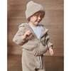Fuzzy Zip Up Hoodie, Taupe - Sweaters - 6