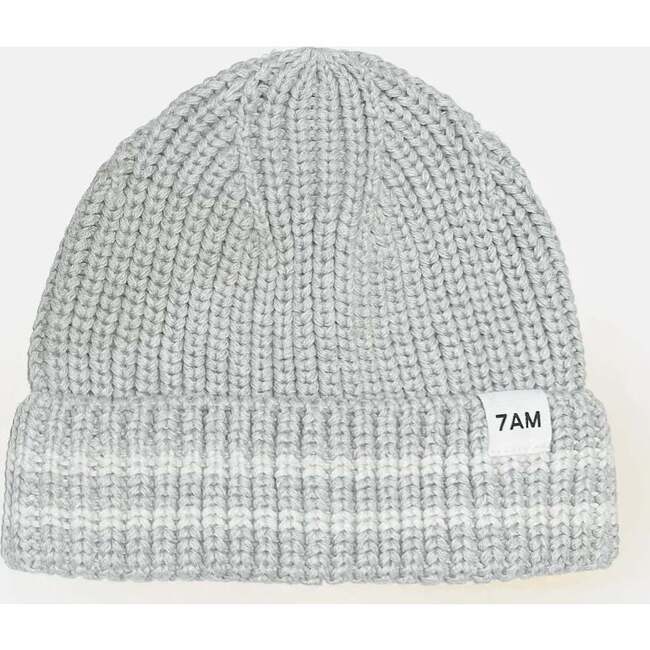 Chunky Tennis Beanie, Pearl Grey Ecru