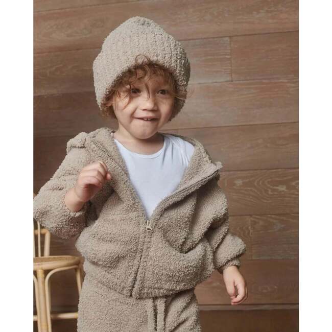 Fuzzy Ribbed Beanie, Taupe - Hats - 5