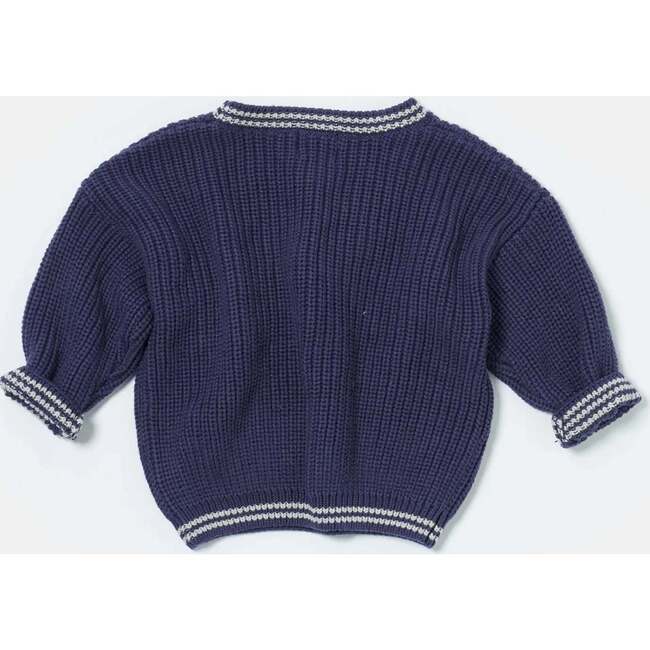 Chunky Tennis Boxy Sweater, Navy Pearl Grey - Sweaters - 4